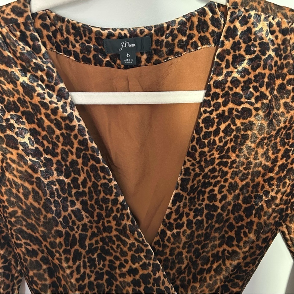 J. CREW Velvet Leopard Print Wrap Dress Size 0 - Picture 3 of 8
